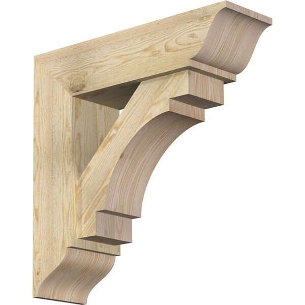 Ekena Millwork Merced Traditional Rough Sawn Bracket w/ Offset Brace, Douglas Fir, 8"W x 28"D x 28"H BKT0806X28X28MRC01RDF - main